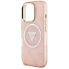 Guess IML Metal Glitter 4G Circle Triangle MagSafe Case für iPhone 16 Pro - Rosa
