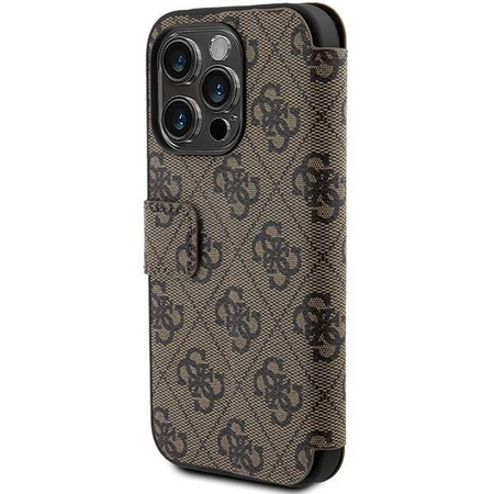Original Case APPLE IPHONE 15 PRO Guess Book 4G Metal Gold Logo (GUBKP15L4GMGBR) brown