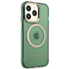 Original Handyhülle IPHONE 13 PRO Guess Hard Case Gold Outline Translucent MagSafe (GUHMP13LHTCMA) khaki