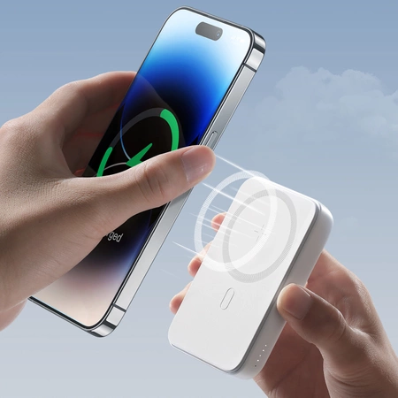 Joyroom JR-W020 20W Mini magnetic wireless power bank 10000mAh White with USB to Type-C 0.25m Cable Black