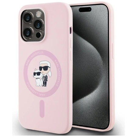 Etui Karl Lagerfeld Silicone Karl&Choupette MagSafe na iPhone 14 Pro - różowe