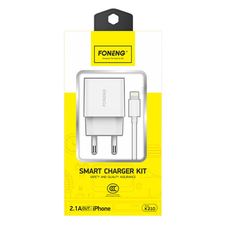 Ładowarka sieciowa Foneng K210 10.5W, 1xUSB + Kabel USB Lightning