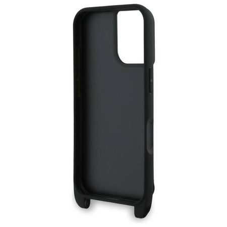 Original Case IPHONE 16 Karl Lagerfeld Hardcase Saffiano Karl&Choupette Metal Pin CBDY Strap (KLHCP16SSAKCPBK) black