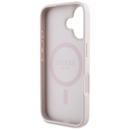 Original Handyhülle IPHONE 16 Guess 4G Circle Classic Logo MagSafe rosa