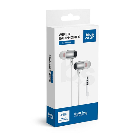 BLUE STAR słuchawki przewodowe Jack 3,5 mm z mikrofonem M09 1,2 m białe