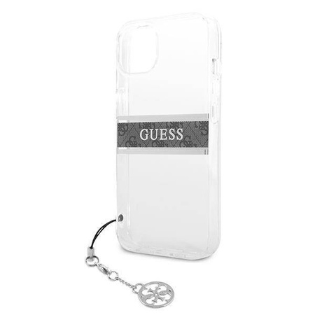 Guess GUHCP13SKB4GGR iPhone 13 mini 5,4" Transparent hardcase 4G Grey Strap Charm