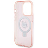 Etui Karl Lagerfeld Ring Stand Choupette Head MagSafe do iPhone 15 Pro Max - różowe