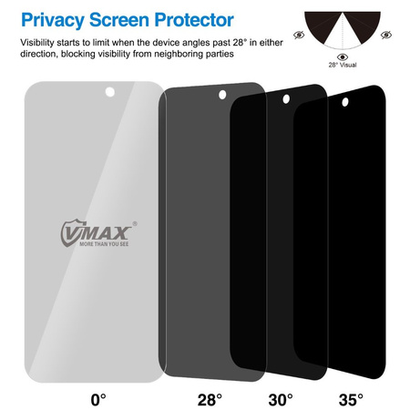 Vmax szkło hartowane 0.33mm 2,5D high clear privacy glass do iPhone 15 Pro Max 6,7&quot;