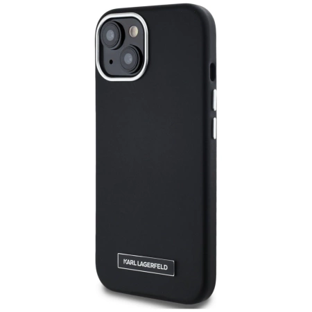 Karl Lagerfeld FW Metal Plate MagSafe iPhone 15 Hülle - Schwarz