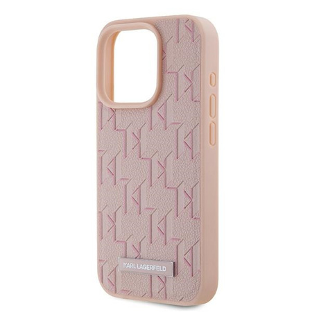 Karl Lagerfeld KLHMP15LPKHPORPP iPhone 15 Pro 6.1" hardcase różowy/pink Leather Monogram Metal Logo