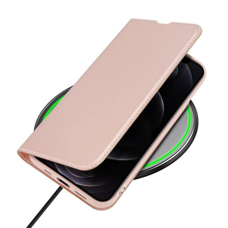 Etui IPHONE 13 PRO z klapką Dux Ducis skórzane Skin Leather jasny róż