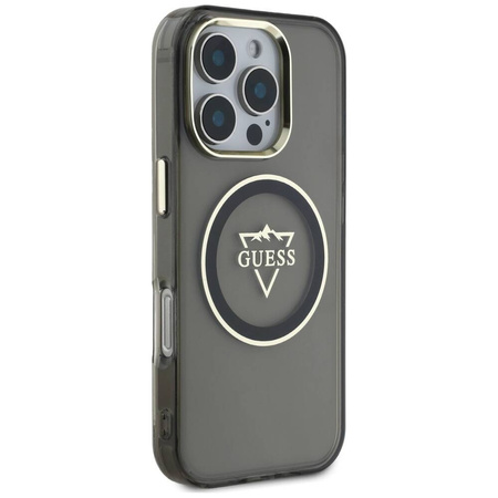 Oryginalne Etui IPHONE 16 PRO Guess IML Metal Mountain Logo MagSafe czarne