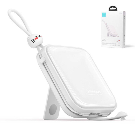 Joyroom powerbank z kablami USB C i Lightning oraz podstawką Cutie Series 10000mAh 22.5W biały (JR-L008) 