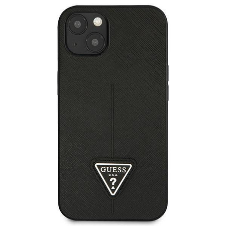 Guess GUHCP13SPSATLK iPhone 13 mini 5,4 &quot;schwarz / schwarzes Hardcase SaffianoTriangle Logo