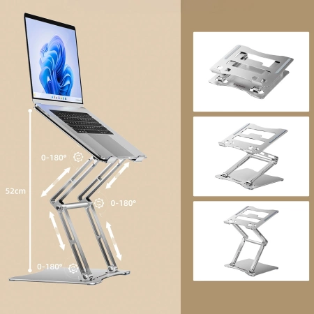 Wozinsky WRS-CPY75DSS Laptop- und Tablet-Ständer aus Aluminium + kostenloser Smartphone-Ständer – Silber