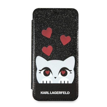 Oryginalne Etui IPHONE X / XS Karl Lagerfeld Book Valentine (KLFLBKPXVDCBK) czarne