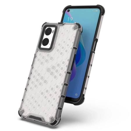 Honeycomb etui pancerny pokrowiec z żelową ramką Oppo A76 / Oppo A36 / Realme 9i przezroczysty