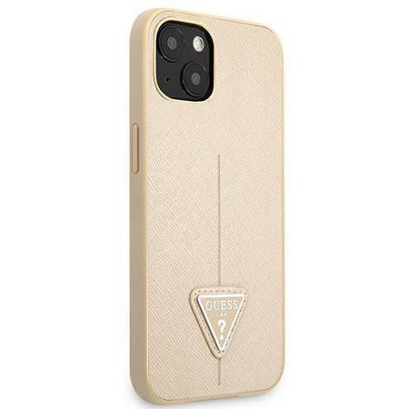 Oryginalne Etui IPHONE 13 MINI Guess Hardcase Saffianotriangle Logo (GUHCP13SPSATLE) beżowe