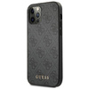 Oryginalne Etui IPHONE 12 / 12 PRO Guess Hard Case 4G Metal Gold Logo (GUHCP12MG4GFGR) szare