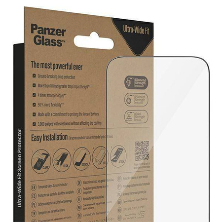 Gehärtetes Glas 5D IPHONE 14 PRO PanzerGlass Ultra-Wide Fit Screen Protection Anti-reflective Antibacterial Easy Aligner Included (2784)