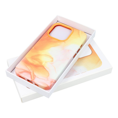 Leather Mag Cover kompatybilne z MagSafe do IPHONE 14 PRO MAX orange splash