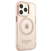 Original Case IPHONE 13 PRO Guess Hard Case Gold Outline Translucent MagSafe (GUHMP13LHTCMP) pink