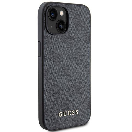 Guess 4G Metal Gold Logo Hülle für iPhone 15 – Grau