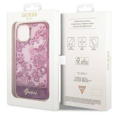 Guess Porcelain Collection - Etui iPhone 14 Plus (fuksja)