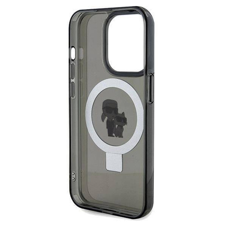 Original Case IPHONE 14 PRO Karl Lagerfeld Hardcase Ring Stand Karl&Choupettte MagSafe (KLHMP14LHMRSKCK) black