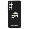 Original Handyhülle SAMSUNG GALAXY S24 FE Karl Lagerfeld Hardcase Monogram Karl&Choupette Head Pin (KLHCS24FEPGKLKCPK) schwarz