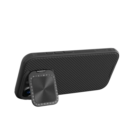 Nillkin CamShield Prop Hülle für iPhone 16 Pro Max mit Kameraabdeckung und Ständer – Schwarz