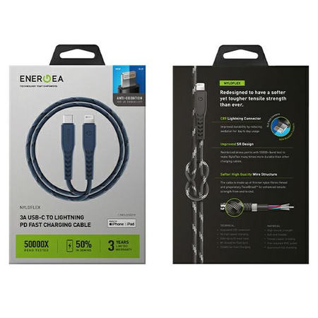 ENERGEA kabel Nyloflex USB-C - LightningC94 MFI 1.5m niebieski/blue