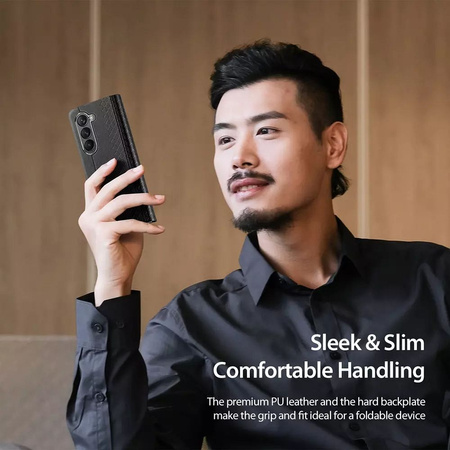 Skórzane etui z klapką i portfelem do Samsung Galaxy Z Fold5 5G Dux Ducis Bril - czarne