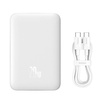Baseus Magnetic Mini Power Bank with MagSafe 15W / PD Quick Charge QC 20W 10000mAh White (Overseas Edition) + Xiaobai Series USB-C Cable - USB-C 60W 3A 0.5m White