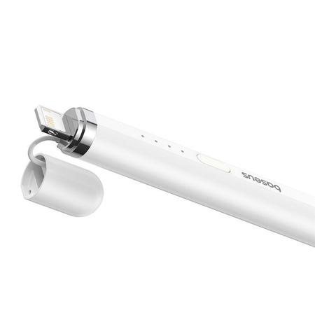 BASEUS rysik do telefonu pojemnościowy Stylus Writing 2 Lite LED (wersja aktywna + kabel USB A do Lightning 8-pin) 130 mAh biały P80015806211-03/BS-PS028