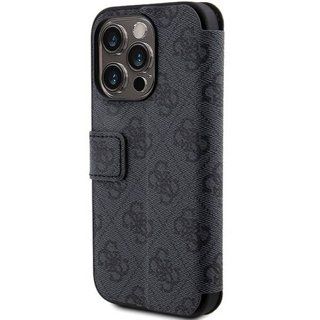 Oryginalne Etui APPLE IPHONE 15 PRO Guess Book 4G Metal Gold Logo (GUBKP15L4GMGGR) szare