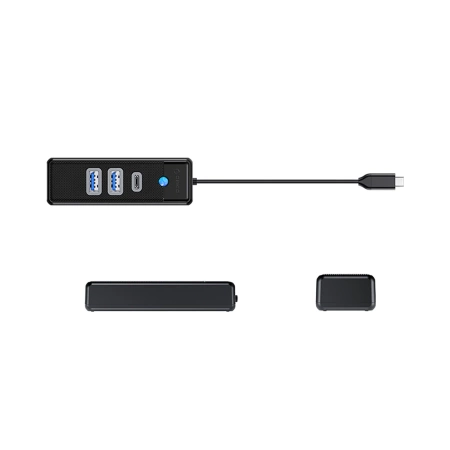 HUB 3-portowy input: USB-C 3.0 / output: 2x USB-A 3.0 + 1x USB-C 3.0 przewód 0,15M - czarny