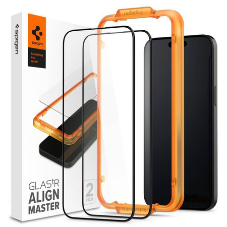 GEHÄRTETES GLAS Spigen ALM GLASS FC 2ER-PACK IPHONE 15 PRO MAX SCHWARZ