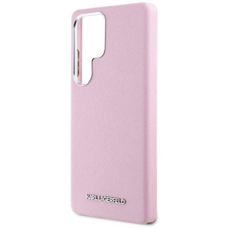 Original Case SAMSUNG GALAXY S25 ULTRA Karl Lagerfeld Saffiano Full Wrapped Elongated Metal Logo MagSafe pink