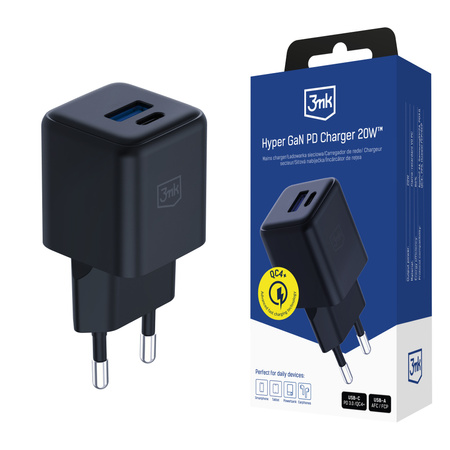 Accessories - 3mk Hyper GaN Charger 20W QC4+ PD PPS USB 1A1C Black EU