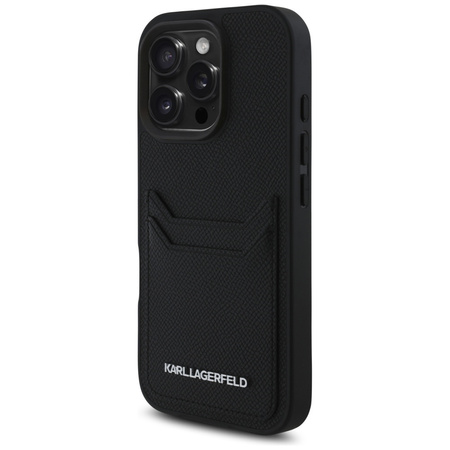 Original Case IPHONE 16 PRO Karl Lagerfeld HC Grained PU Cardslot Metal Elong black