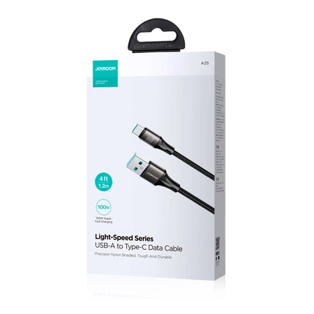 Joyroom Light-Speed ​​​​Series SA25-AC6 USB-A/USB-C-Schnellübertragungskabel 100 W 1,2 m – Schwarz