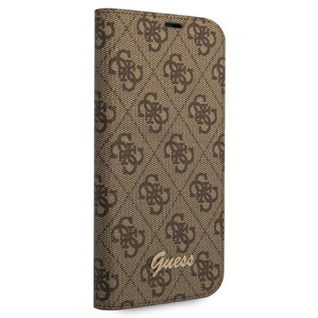 Guess 4G Metal Camera Outline Booktype Case - Etui iPhone 14 (brązowy)