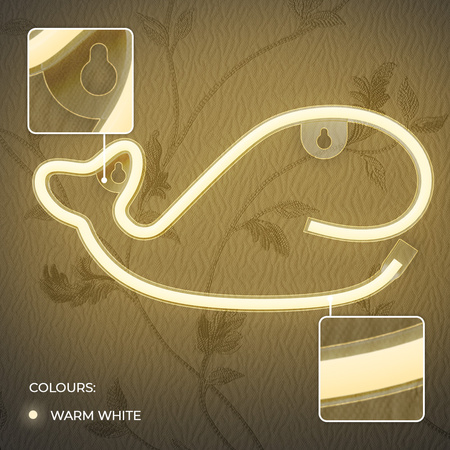 Neon LED WIELORYB ciepły biały Bat + USB FLNE09 Forever Light