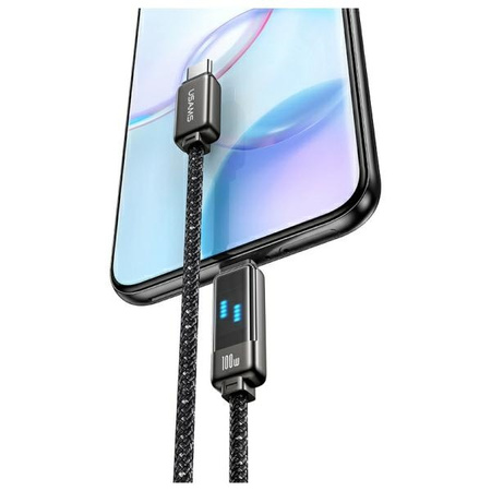 USAMS Kabel USB-C na USB-C 100W 1,2m     Zinc Alloy Fast Charging Data Cable Meteor Series stalowy/tarnish SJ744USB01 (US-SJ744)