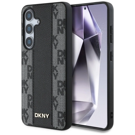 DKNY Leather Checkered Pattern MagSafe-Hülle für Samsung Galaxy S25 schwarz