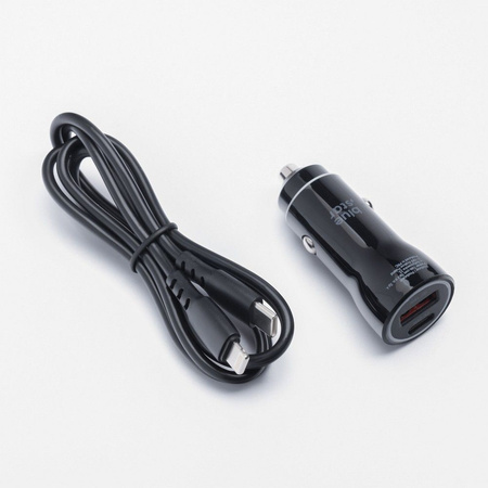 BLUE STAR ładowarka samochodowa 3A 25W Typ C + USB A + kabel Typ C do Lightning PD QC3.0 AFC PPS czarna
