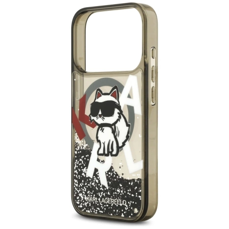 Etui Karl Lagerfeld Liquid Glitter Choupette Logo MagSafe na iPhone 17 Pro - czarne