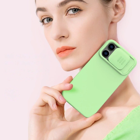 Nillkin CamShield Silky Silikonhülle iPhone 14 Pro Hülle mit Kameraschutz Blau