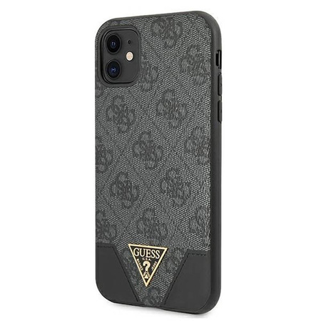 Guess nakładka do iPhone 11 GUHCN61PU4GHBK szara hard case 4G Triangle Collection